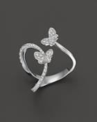 Diamond Butterfly Ring In 14k White Gold, .40 Ct. T.w.