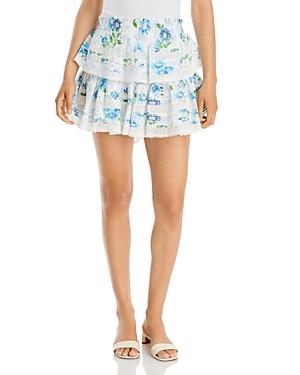Loveshackfancy Floral Print Ruffled Mini Skirt