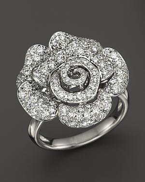 Diamond Rose Ring In 14k White Gold, 1.10 Ct. T.w.
