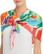 Echo Watercolor-floral Silk Scarf