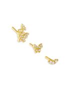 Adinas Jewels Butterfly Stud Earrings, Set Of 3