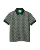 Lacoste L!ve Monogram Logo Print Classic Fit Polo Shirt