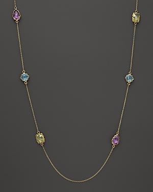 Amethyst, Blue Topaz And Green Quartz Station Necklace In 14k Yellow Gold, 36 - 100% Exclusive