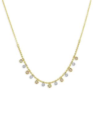 Meira T 14k White & Yellow Gold Opal & Diamond Dangle Collar Necklace, 18