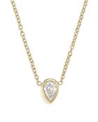Zoe Chicco 14k Yellow Gold Pendant Necklace With Teardrop Diamond, 14