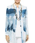 Misook Abstract Pattern Button-front Tunic Blouse