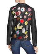 Sunset + Spring Faux Leather Patch Moto Jacket