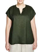 Allen Allen Plus Notched Neck Linen Top