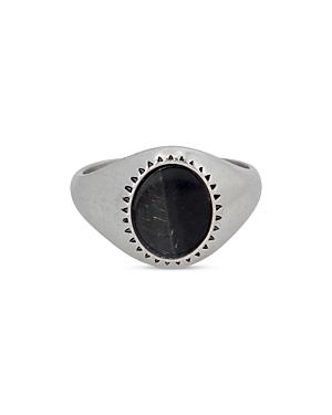 Allsaints Men's Oval Gemstone Signet Ring In Sterling Silver