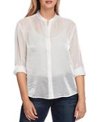 Vince Camuto Sparkle Organza Button Down Shirt