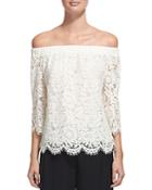 Whistles Darcie Lace Off-the-shoulder Top