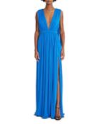 Halston Ashley Jersey V Neck Dress