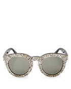 Saint Laurent Round Glitter Sunglasses, 45mm