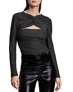 Allsaints Caelum Metallic Cutout Long Sleeve Top