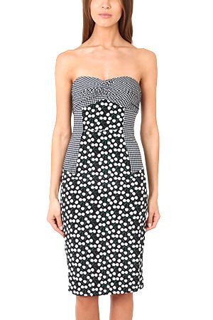 Charlotte Ronson Cherry Dot Strapless Dress