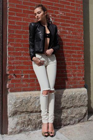 Alexander Wang Classic Leather Combo Jacket W/velvet Back