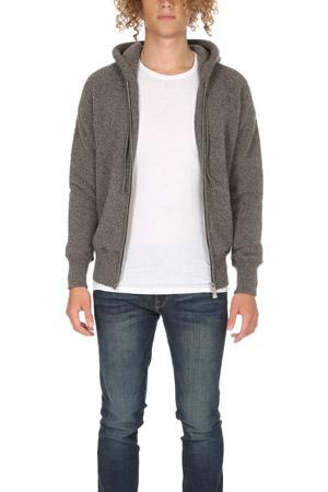 Side Slope Knitted Zip Hoody