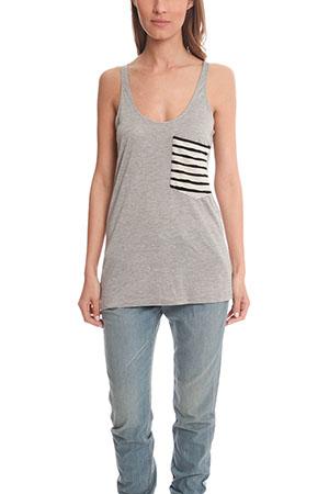 Erin Kleinberg Striped Detail Pocket Tank