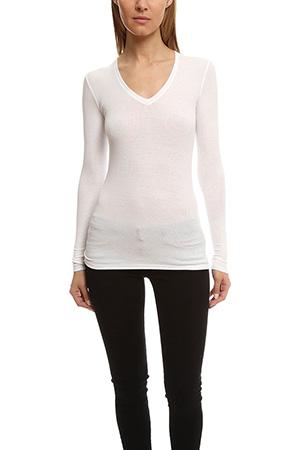 Atm Long Sleeve V Neck Rib Shirt