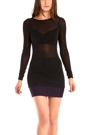 Herve Leroux Veil Sheer Top In Black