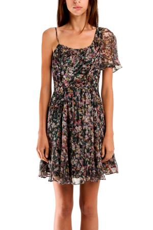 Charlotte Ronson Ruffle Dress In Evergreen Multi