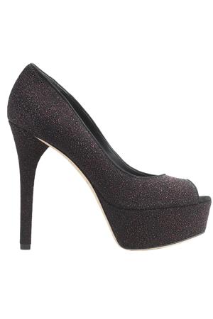 B Brian Atwood Bambola Peep Toe In Fuchsia Sparkle Leather