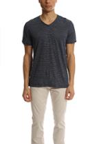 Vince Linen Feeder Stripe V Neck Tee