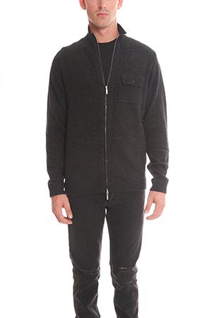 Blue&cream Cashmere Mock Neck Zip Jacket