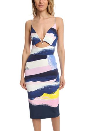 Nicholas Paint Stripe V Wire Dress