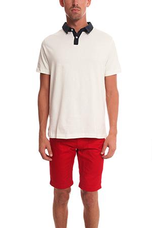 Blue & Cream Solid & Striped The Jersey Polo