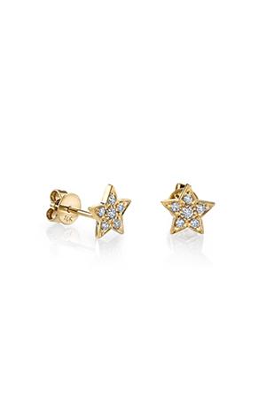 Sydney Evan Pave Diamond Star Stud Earrings - Yellow Gold