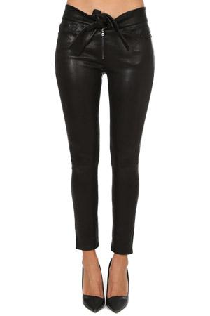 Frame Denim Waist Tie Leather Skinny