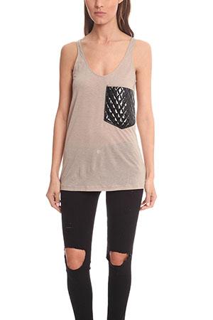 Erin Kleinberg Coated Patchwork Pocket Tank