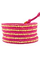Chan Luu Gold Wrap Bracelet On Pink Leather
