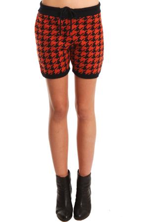 3.1 Phillip Lim Houndstooth Short In Rust/navy