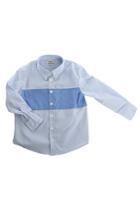 Acne Studios Mini Isherwood Blue Stripe Colorblock Button Up