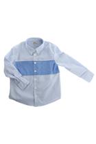 Acne Studios Mini Isherwood Blue Stripe Colorblock Button Up