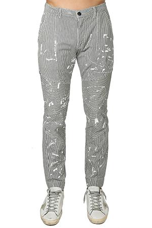Blue & Cream Nsf Harvey Painted Moto Pant