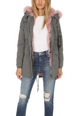 Jocelyn Washed Cargo Coat With Fur Trim
