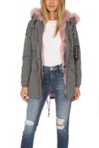 Jocelyn Washed Cargo Coat With Fur Trim