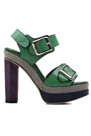 Chrissie Morris Ida Colorblock Sandal In Green