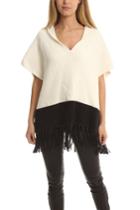 Elizabeth And James Leather-fringe Hooded Cape