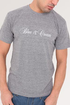 Blue&cream Private Label Heather Grey Tee With Italic Logo