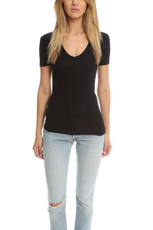 Atm Cap Sleeve Deep V Neck Tee