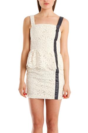 Charlotte Ronson Peplum Dress With Leather Detail