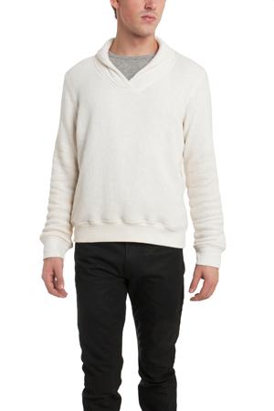 Blue&cream Shawl Collar Pullover