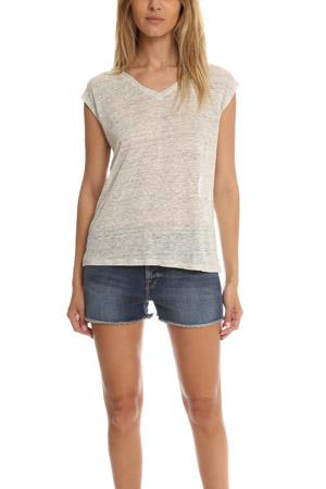 Majestic Filatures Linen V Neck Relaxed Tee