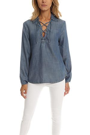 Frame Denim Lace Up Blouse