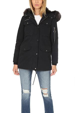 Jocelyn Washed Cargo Coat With Fur Lining