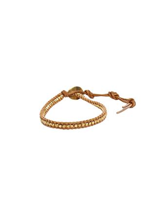 Chan Luu Gold Beads On Henna Leather Bracelet